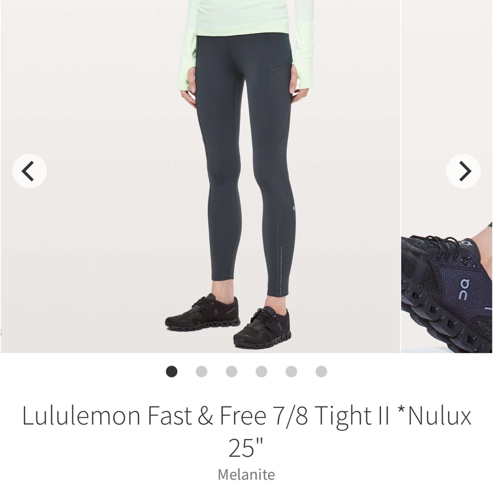 Lululemon Fast & Free 7/8 Tight II *Nulux 25"
Melanite